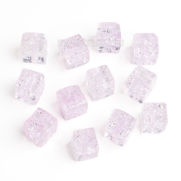 Бусина-куб из кварца 6 мм светлая сирень*