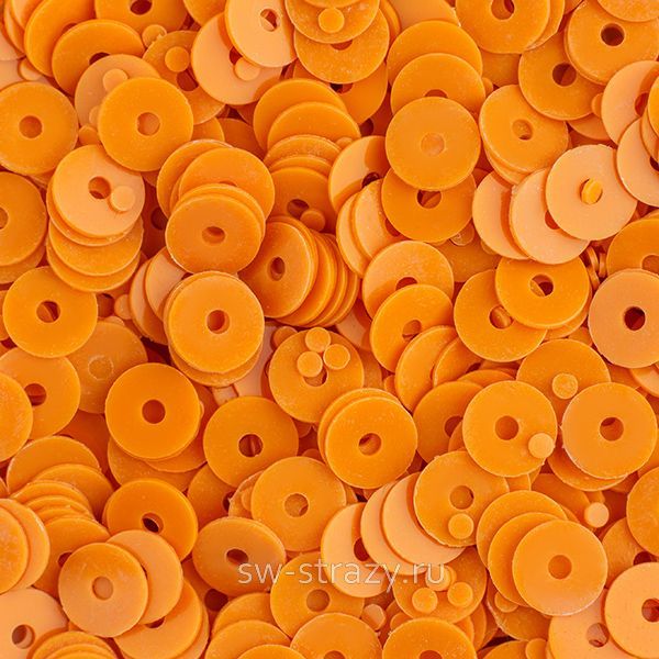 Пайетки плоские 4 мм оранжевые (3гр)