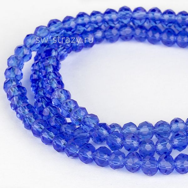 Бусины граненые Rondelle 3 мм синий (9), 1 нить