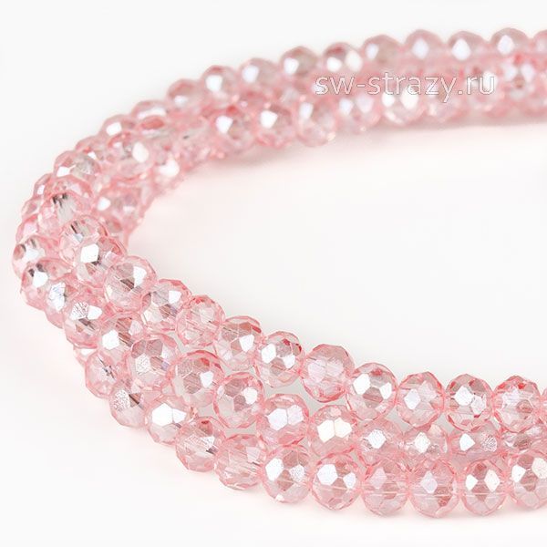 Бусины граненые Rondelle 2 мм розово-персиковый AB (20\dyed), 1 нить