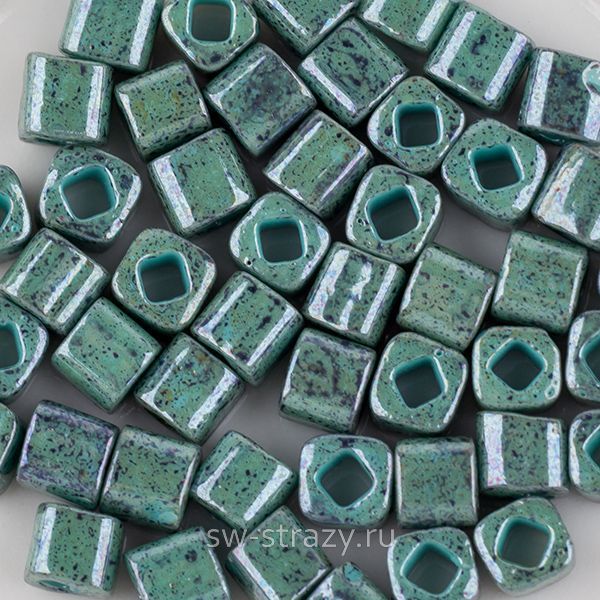 Бисер Cube 4 mm #1207 Мраморный непрозрачный бирюзово-голубой