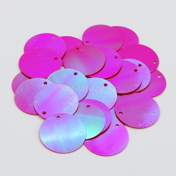 Пайетки круг 1,6 см Fuchsia AB (3 гр)