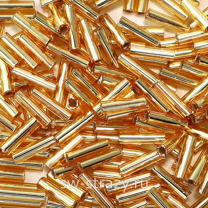 Стеклярус 6x1,7 mm 0003 Silver Lined Gold