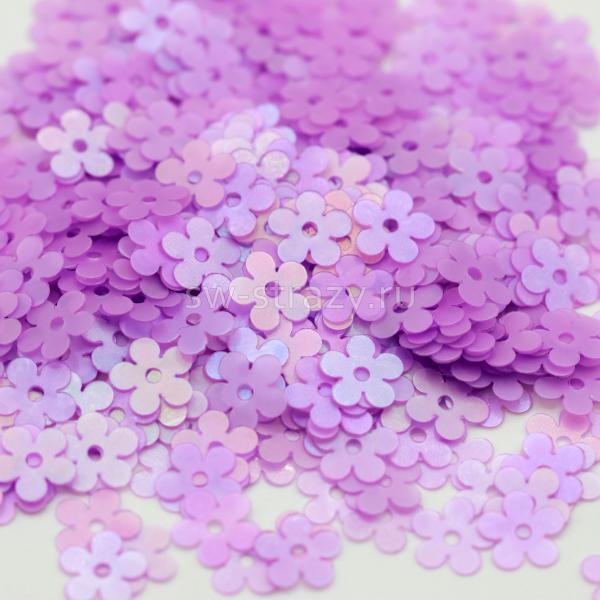 Пайетки-цветочки плоские 7 мм сиреневые (3 гр)