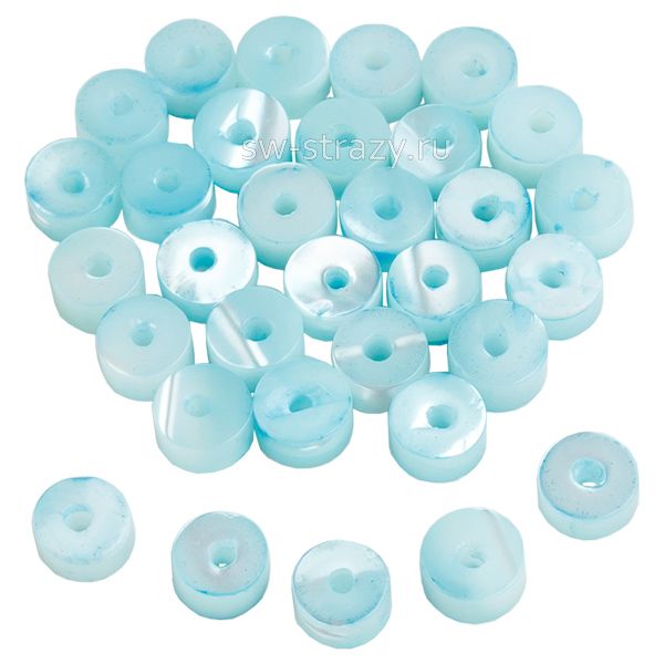 Бусина-таблетка из перламутра 4 мм голубая*