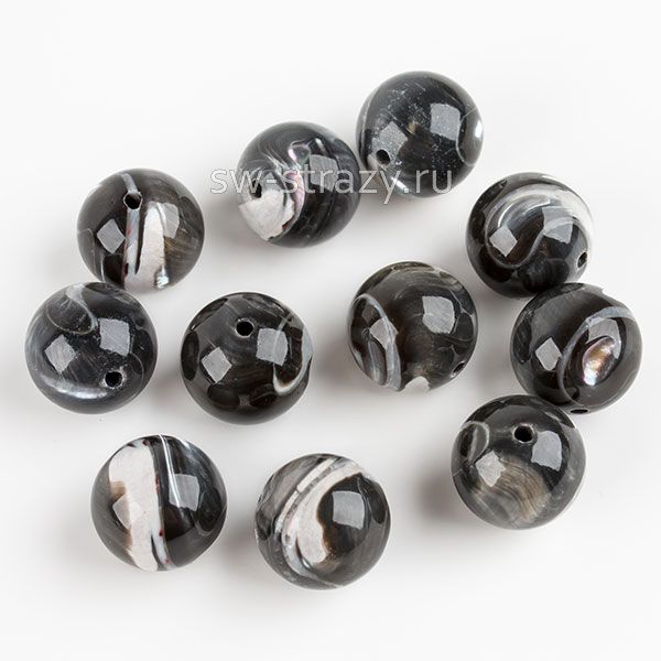 Бусина из перламутра d=10 мм серая