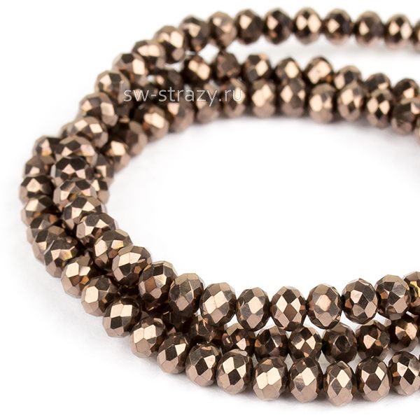 Бусины граненые Rondelle 3 мм кофейные (98), 1 нить