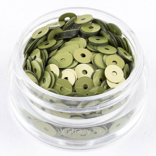 Пайетки 4 mm плоские (7039) Verde Oliva M2 3 гр