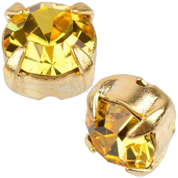 Шатоны в оправе ss 12 Light Topaz/Gold