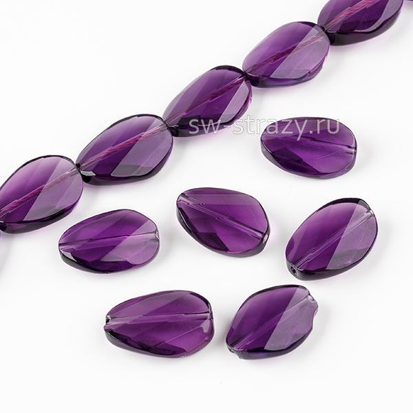 Бусина-овал из синтезированного кварца 11х15 мм фиолетовая*