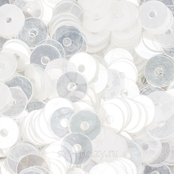 Пайетки плоские 5 мм прозрачные с блеском (3гр)