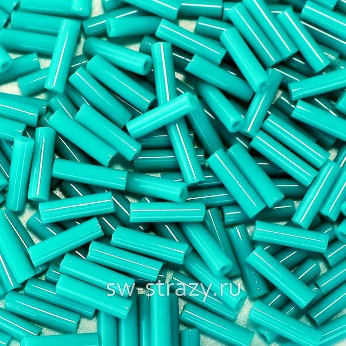 Стеклярус 6x1,7 mm 412 Opaque Turquoise Green