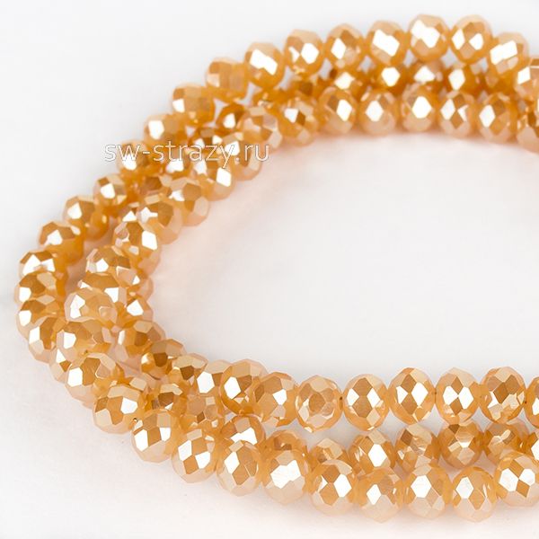 Бусины граненые Rondelle 2 мм бежевый с покрытием (109), 1 нить
