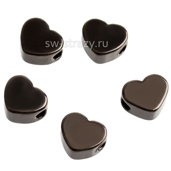 Бусина-сердечко 5х4,5 мм черная