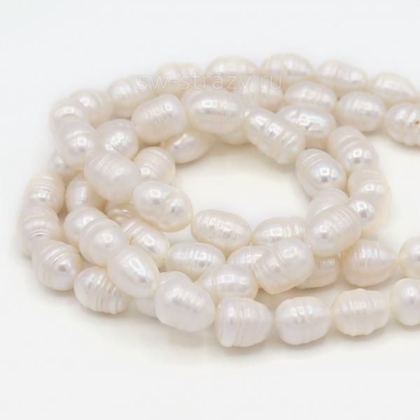 Жемчуг натуральный в форме яйца 13х9,5 мм белый