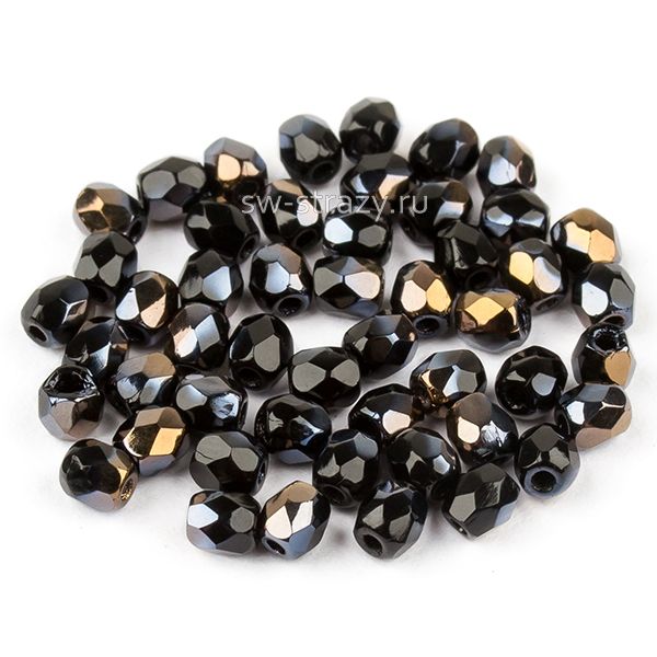 Бусины граненые Firepolished 5 мм Jet 03