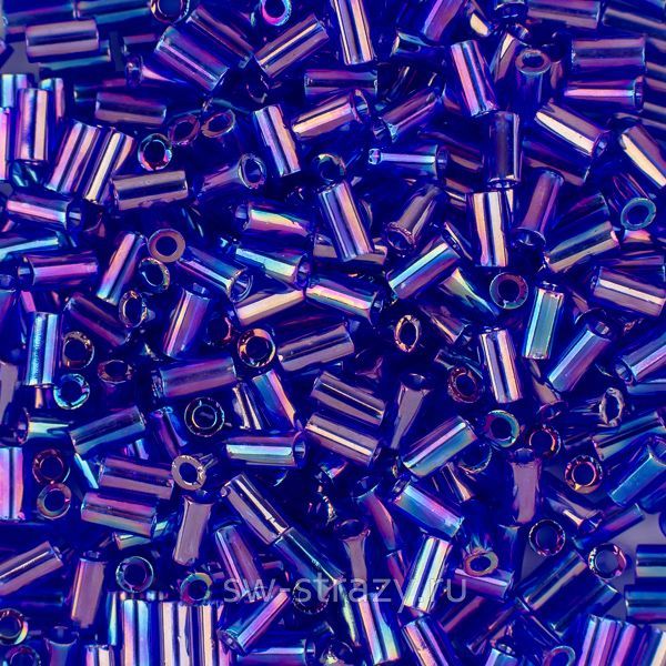 Бисер стеклярус 3 mm #0087 Прозрачный радужный кобальт