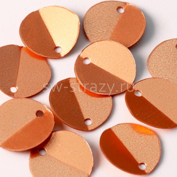 Пайетки круглые со cгибом 10 мм матовое золото (10 шт)