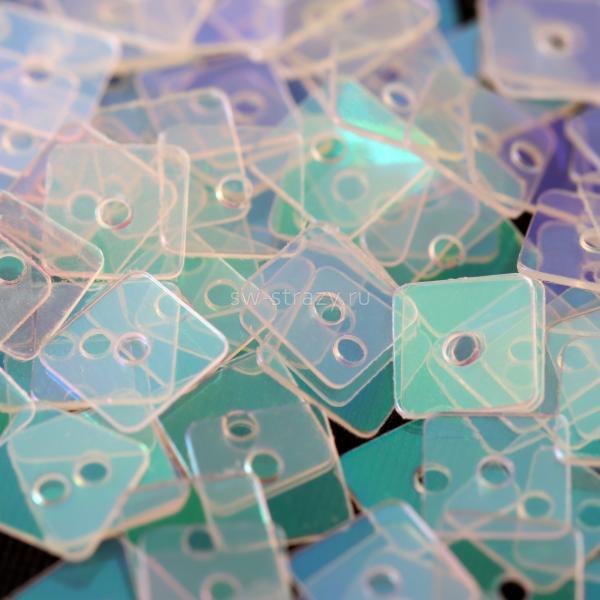 Пайетки-квадраты 5 мм прозрачный с АВ (3 гр)