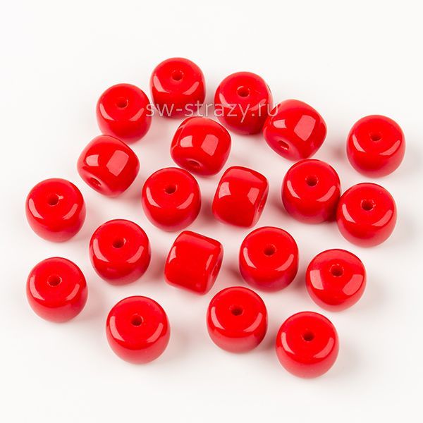Бусины стеклянные 8,5х6 мм темно-красный*
