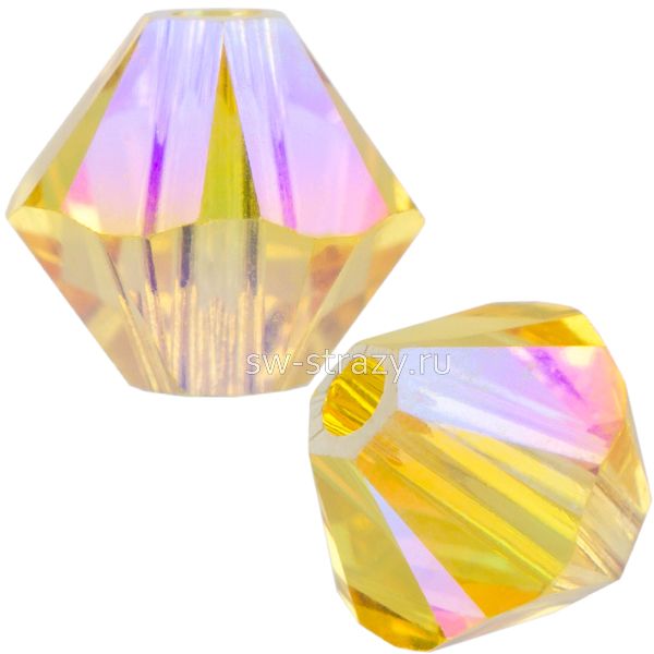 Бусины 5328 4 mm Light Topaz Shimmer 2X