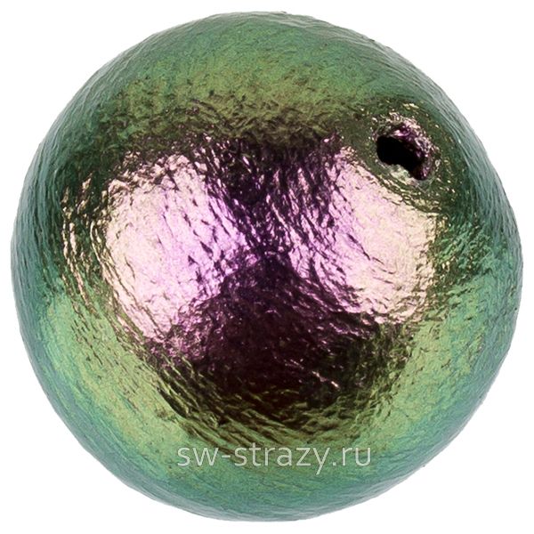 Жемчуг хлопковый 12 мм насыщенный черно-зеленый