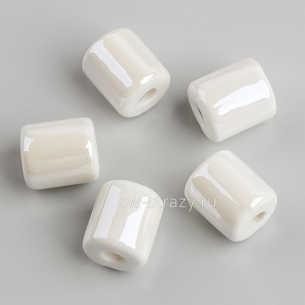 Бусина керамическая бочонок 7х4,5 мм белая