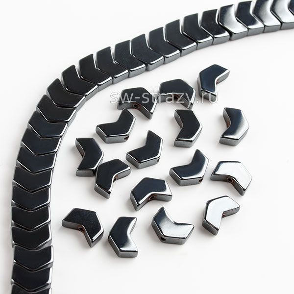 Бусина-стрелка из темного гематита 6х4,5 мм