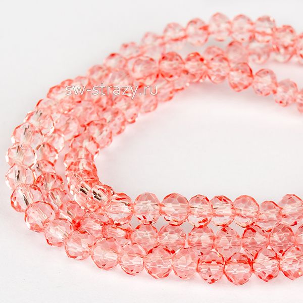 Бусины граненые Rondelle 3 мм закатно-розовый (2\dyed), 1 нить