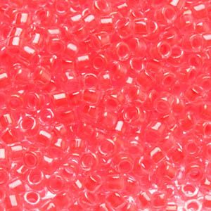 Бисер круглый 11/0 #0803 Окрашенный изнутри люминисцентный неон, лосось