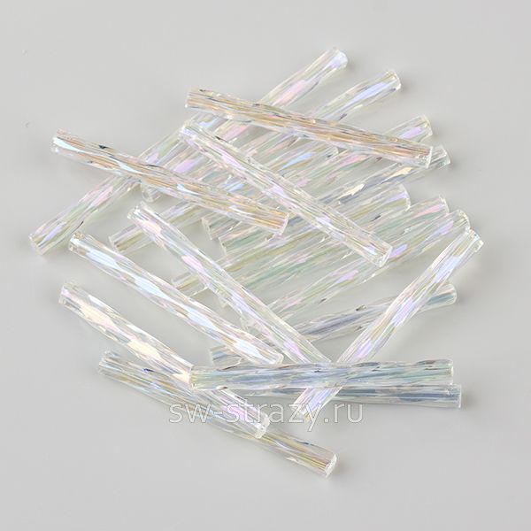 Стеклярус витой 25 мм прозрачный с АВ (58135TW)