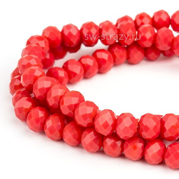 Бусины граненые Rondelle 6 мм коралловый (75), 1 нить