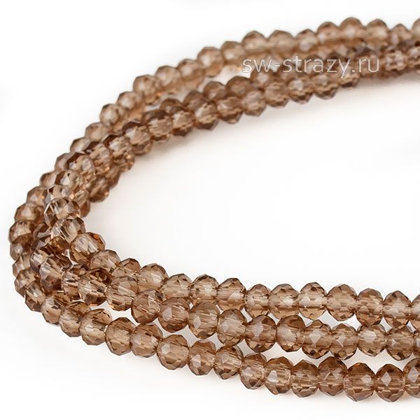 Бусины граненые Rondelle 2 мм коричневый прозрачный (22), 1 нить