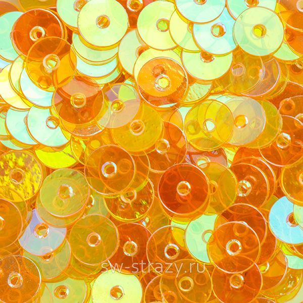 Пайетки плоские 5 мм прозрачные желтые (3гр)