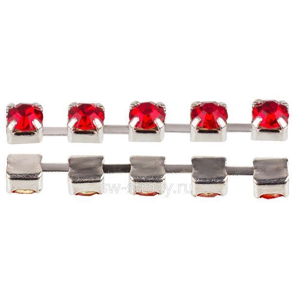 Стразовая цепь 2 мм  Light siam\silver