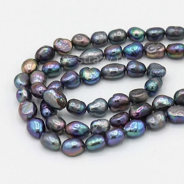 Жемчуг натуральный барочный Овал серо-фиолетовый